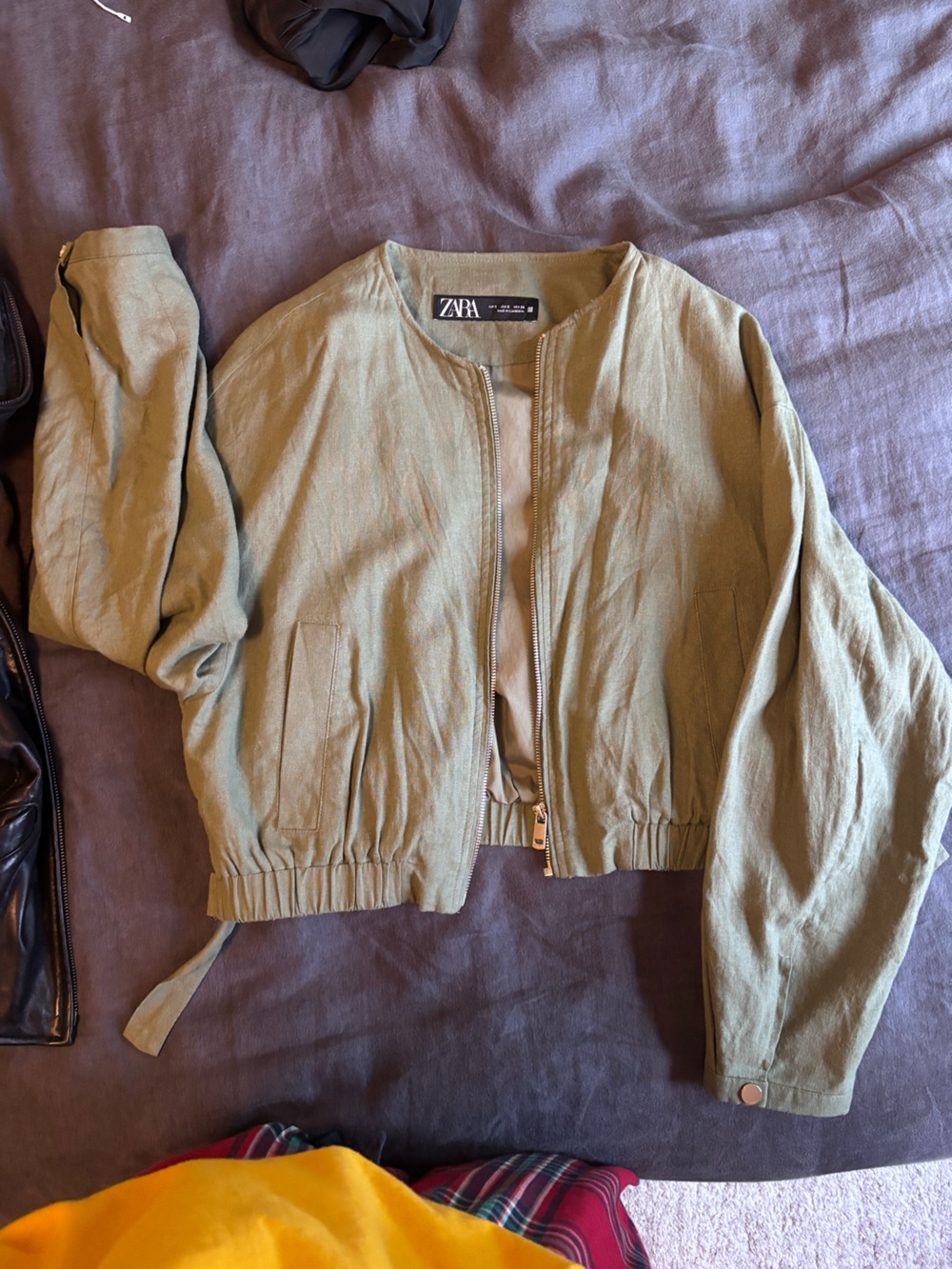 ZARA Olive Green Lightweight Bomber Jacket